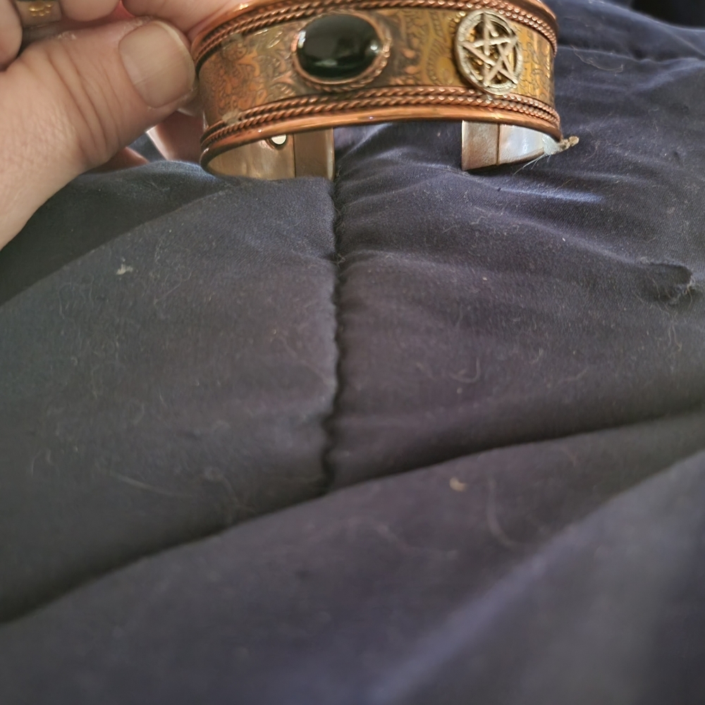 Copper black onyx and pentagram cuff bracelet Brand new